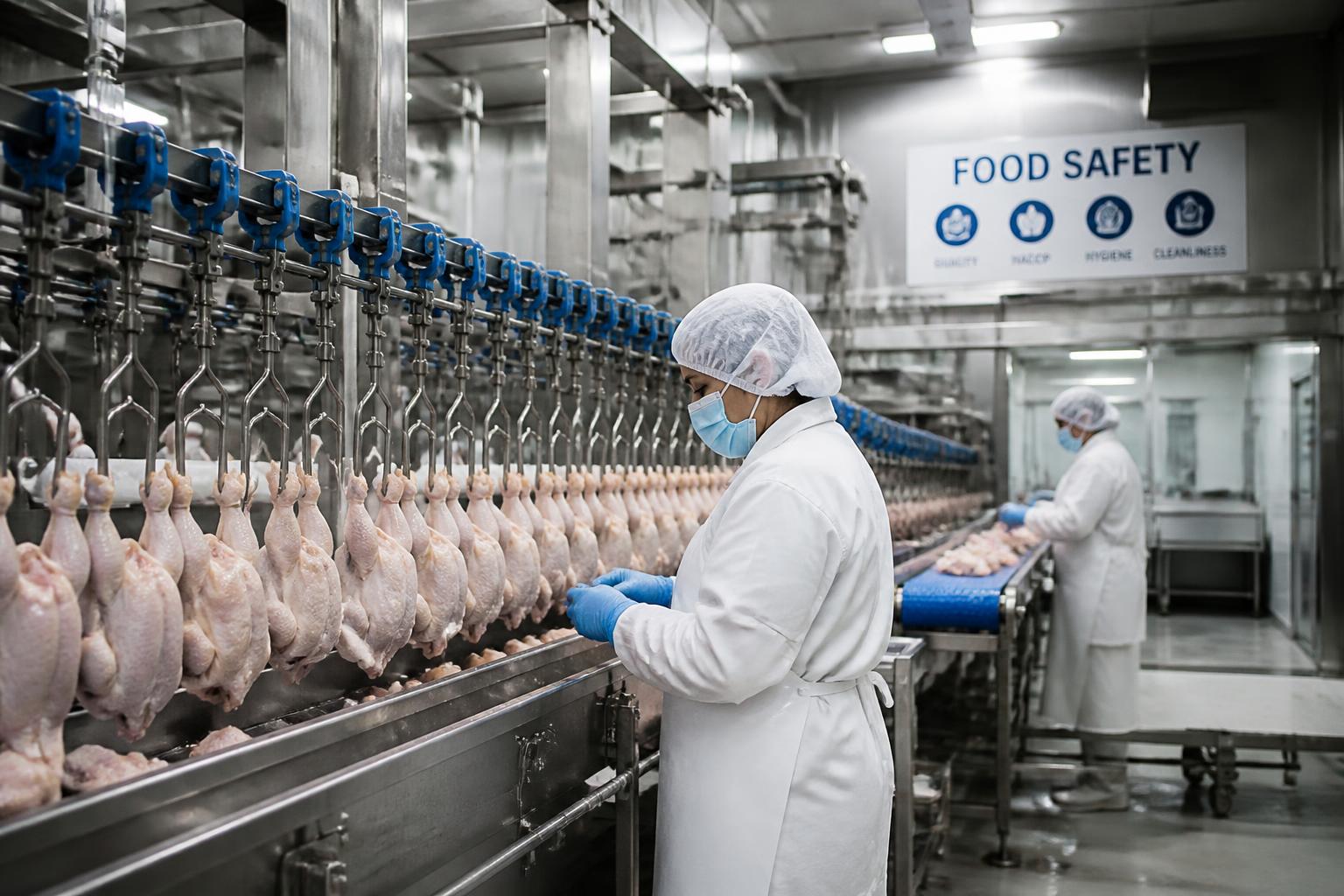 Modern hygienic poultry processing facility